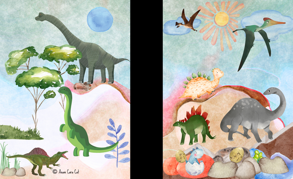 Dinosaur Composition Book Wide Ruled: Watercolor Design