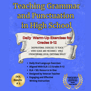 Grammar and Punctuation Exercises for Middle and High School Students  | Teaching Conventions in High School  Grammar and Mechanics Exercises Grades 9-12