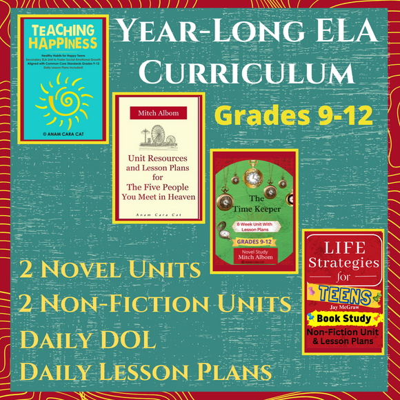 Year-Long ELA Curriculum Grades 9-12 | Two Non-Fiction + Two Novel Study Units | High School English Unit 36 Weeks | Instant Download PDF