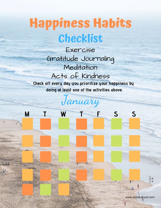 Happiness Habits 12 Month Calendar | Free Printable