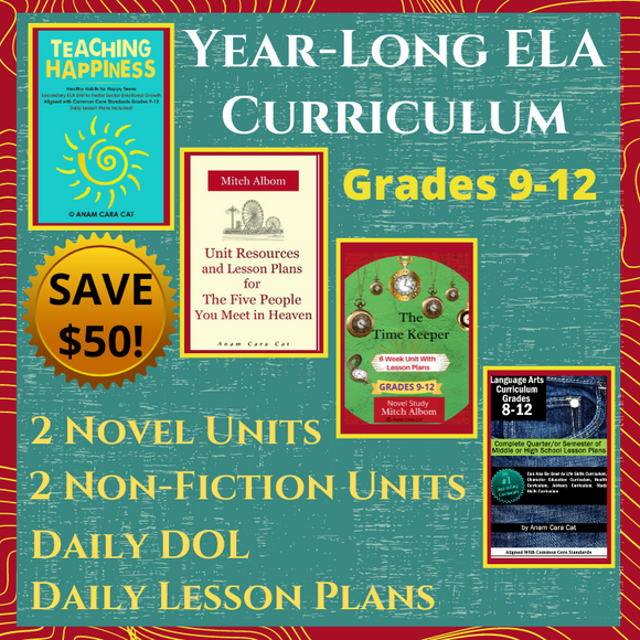 Year-Long ELA Curriculum Grades 9-12 | Two Non-Fiction + Two Novel Study Units | High School English Unit 36 Weeks
