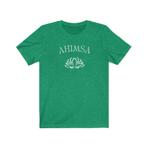 Ahimsa Lotus Unisex T-shirt Available in 7 Colors, Do No Harm, Vegan T-shirt, Yamas, Eight Limbs Yoga